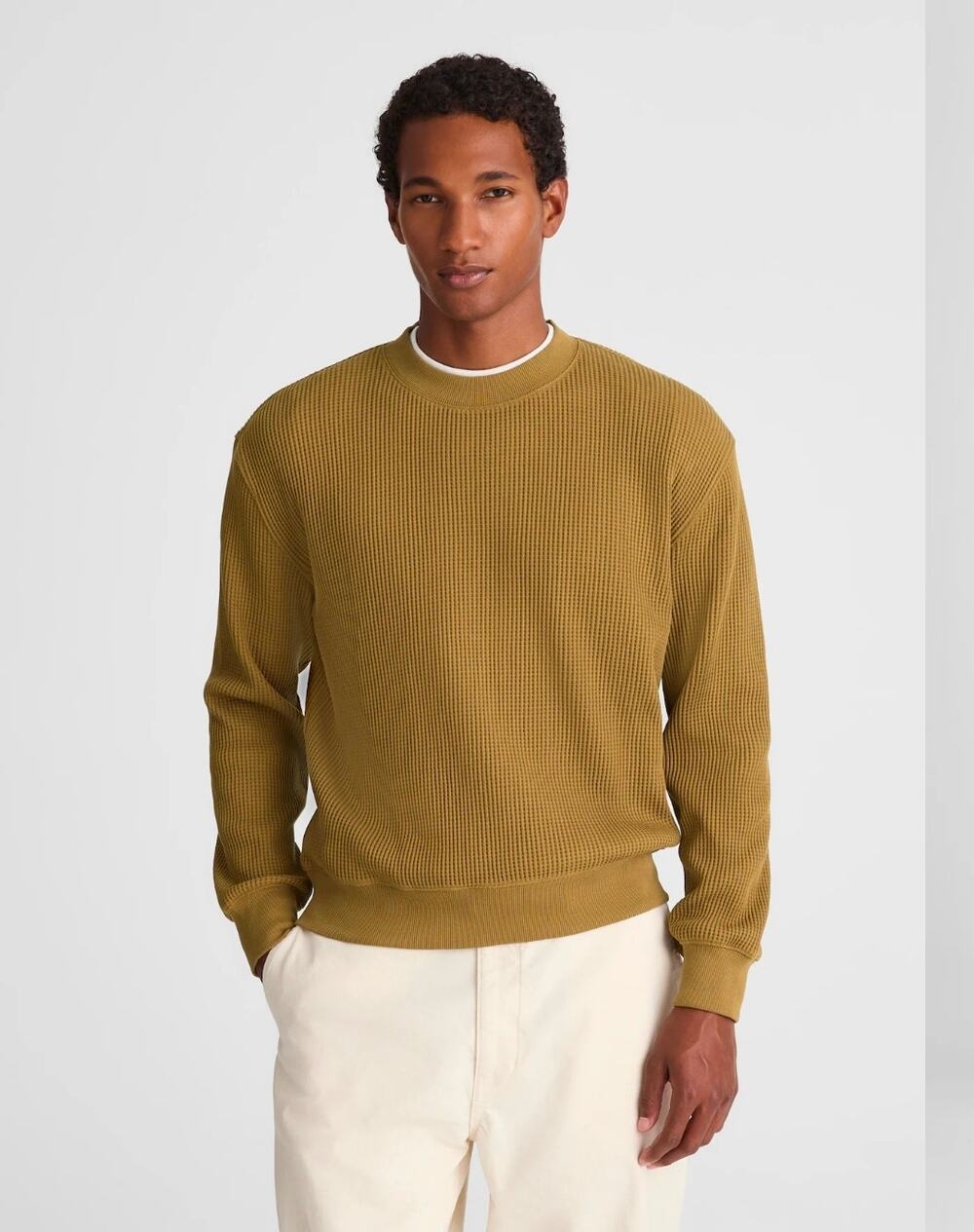 NWT Madewell Waffle-Knit Sweatshirt woodland brown XXL.